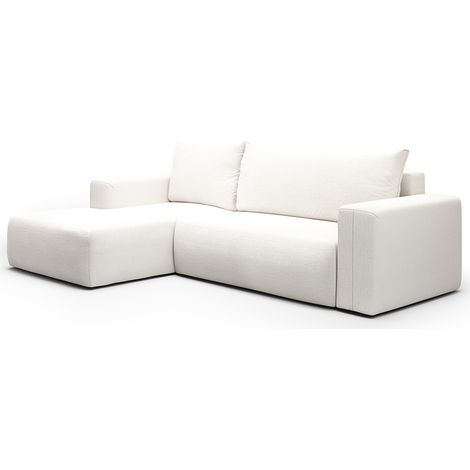Ecksofa, links umwandelbar, 3-Sitzer, Truhe, Bliss Blanc Cassé