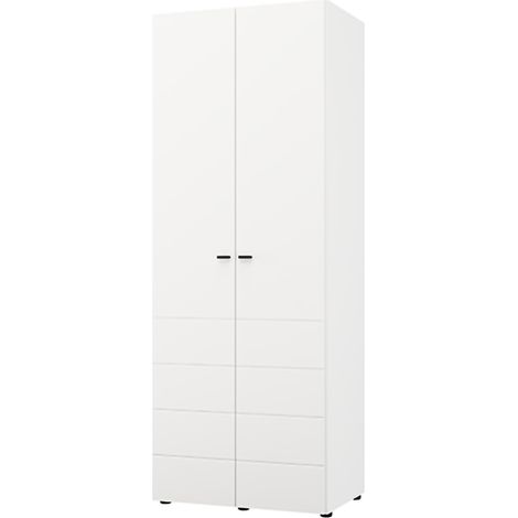Guardaroba 2 Ante Pomar, Armadio Camera da Letto Appendiabiti, un Ripiano, 2 Ante, 79x208h cm Bianco Opaco