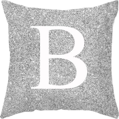 Housse De Coussin - Lettre Décorative - 45 X 45 Cm - Tissu Satiné Doux Avec Fermeture Éclair - Pour Canapé Lit Chaise - 2 Pièces (1/3)
