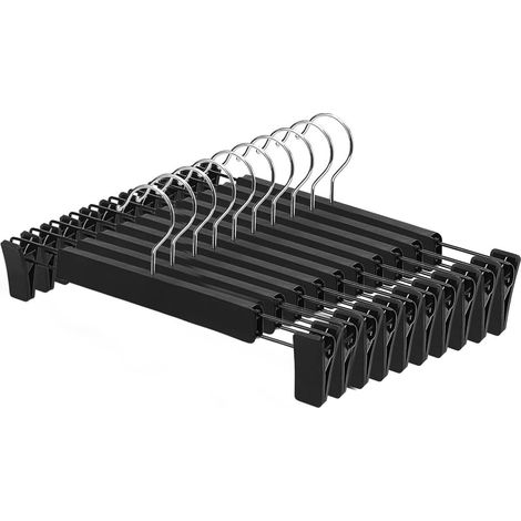 Lot de 10 Cintres, Clips réglables, Crochet pivotant, Pour pantalons jupes (1/5)