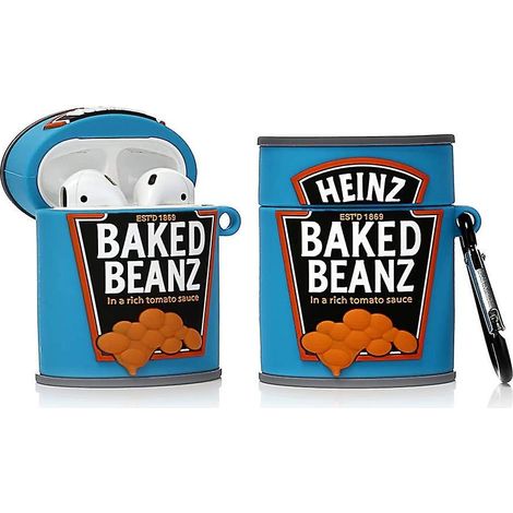 (Gebackene Bohnensauce) Niedliche und lustige Silikonhülle für Apple AirPods 1 und 2 [Getränkedosen-Serie] (1/5)