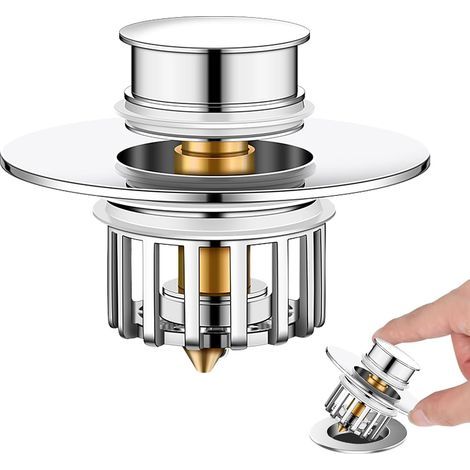 1 Bonde de lavabo Pop Up avec panier filtrant en acier inoxydable pour évacuation 37-50 mm salle de bain (1/5)