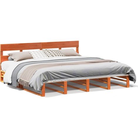 Maison Exclusive - Letto senza Materasso Marrone Cera 200x200 cm in Legno di Pino (1/5)