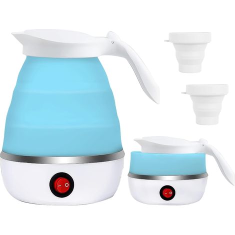 Bouilloire Électrique Pliable 600ml, Mini Bouilloire de Voyage en Silicone Alimentaire avec Fond en Acier Inoxydable, Bouilloire Portable Compacte pour Camping, Randonnée, Bureau et Vacances (1/5)