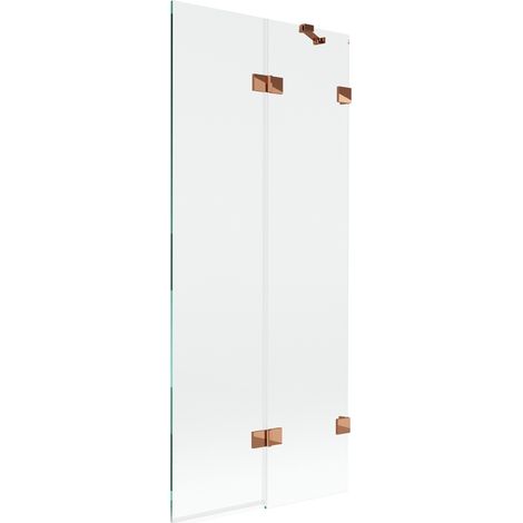 Mexen Lunar paroi de baignoire à 2 battants droite 80 x 150 cm, transparent, or rose - 897-080-100-60-00-P (1/5)