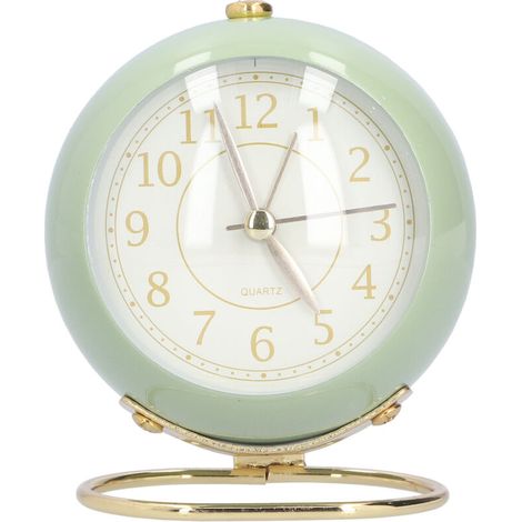 Réveil silencieux sans tic-tac, peinture métallique, économe en énergie, protection des yeux, fonctionne sur piles, petite horloge avec veilleuse, vert olive.
