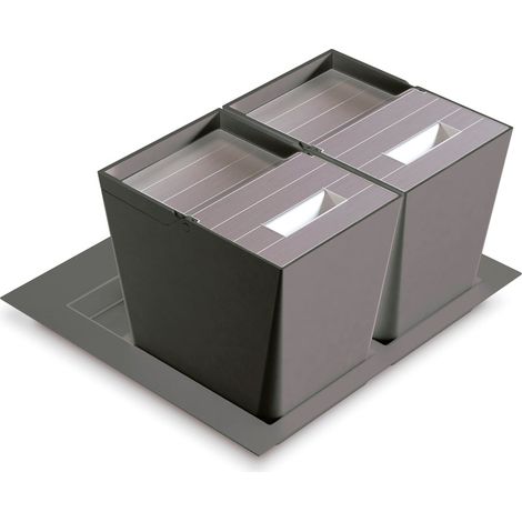 Premiere Cubes M120 Inox-Anthracite - PREMIERE ANTHRACITE - Conteneur anthracite à 2, 3 et 4 compartiments à placer à l'intérieur du tiroir (1/3)