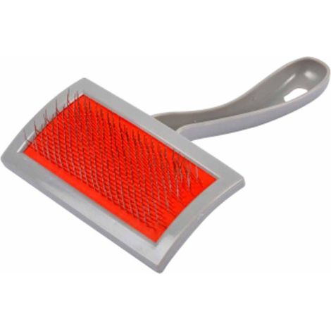 Brosse de Toilettage "Picots" 20cm Gris & Rouge