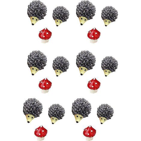 18 pièces de décoration champignon et hérisson