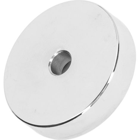 Lot de 2 aimants néodyme disque fraisé 140kg, argenté, résistant à la corrosion, pour bureau (1/5)