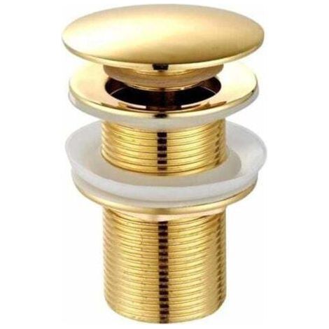 Universeller Waschbeckenablauf – Moderner Pop-up-Ablauf mit Klick-Klack-Mechanismus – Ablauf mit Überlauf, Messing, Edelstahl, Gold (ohne Überlauf) (1/4)
