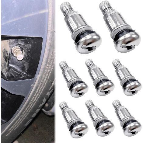 Set di 8 valvole metalliche per cerchi in alluminio, valvola per pneumatici auto, 42 mm x 17 mm, valvola per pneumatici TR525, valvola per pneumatici in metallo, valvola per pneumatici in metallo (1/5)