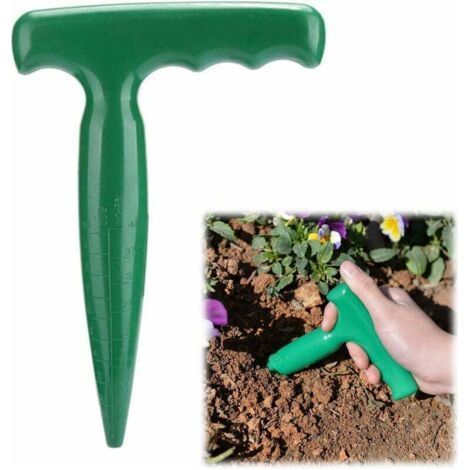 Portable Soil Hole Punch, Hole Punch Seeding Tool, Plastic Hole Punch, Plastic Planter, Garden Hole Punch for Plant Vegetable Crop Transplanting, 1PC Green (1/5)