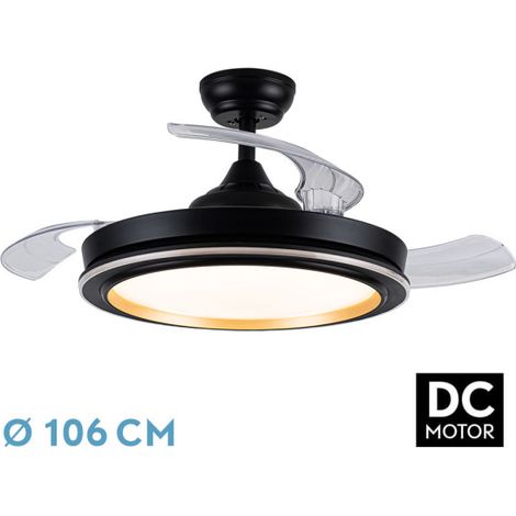 Abrila - Ventilatore DC PICOLO de Soffitto con threeBlades in nero e oro con luce con 6 velocità regolabili 3 temperature di luce selezionabili Telecomando incluso (1/2)