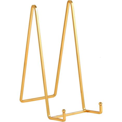 2 Pièces - Chevalet Support - Présentoir Assiette - Support Métal Robuste Pour Cadre Photo Et Livre De Cuisine - Usage Domestique Et Commercial - Or - 25,6 cm