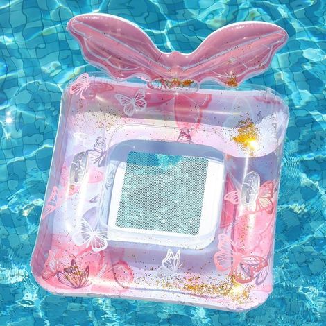Bouée de piscine avec auvent – Parasol flottant amovible, conception anti-basculement à double poignée pour des jeux aquatiques en toute sécurité (1/3)