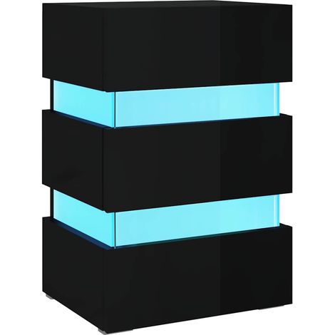 Maison Exclusive - Mesita de noche LED madera ingeniería negro br (1/5)