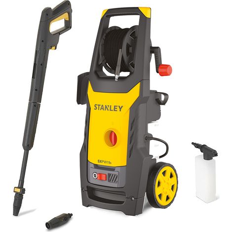 Stanley Idropulitrice SXPW19B  ad Alta Pressione  ad Acqua Fredda  per Auto ed Esterni Casa con Avvolgitubo Statico  Pressione max. 150 bar  Portata max. 440 l/h  Assorbimento 1900 W (1/6)