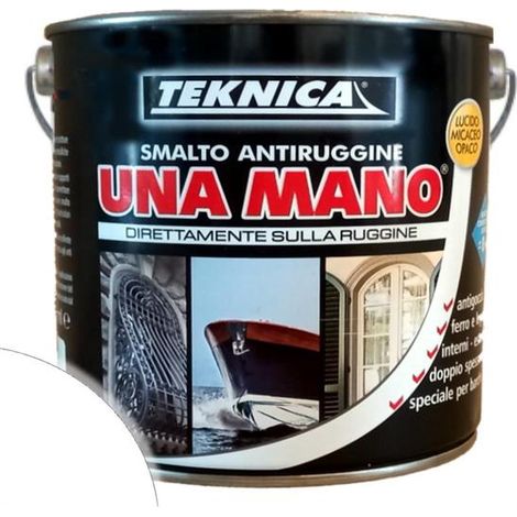 Smalto antiruggine UNAMANO 2,5LT TEKNICA Diretto sulla ruggine Bianco Lucido
