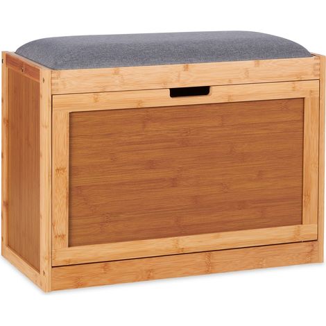 Scarpiere con seduta comoda 6 paia 90 x 40 x 30 cm in bambù grigio 130012296