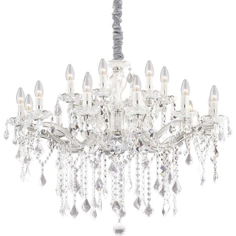 Ideal Lux Florian - Lustre en cristal à 18 ampoules au fini chromé, E14 (1/2)