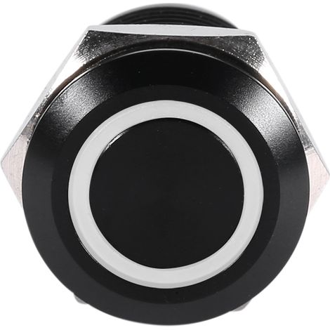 12-mm-LED-Drucktaster, schwarz, 2-A-Momentantaster, schwarzes Gehäuse für Autos, 12-V-beleuchteter Schalter, temporäre Steuerung. (1/4)