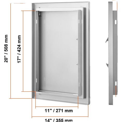 Porte d'accès, Acier inoxydable, Design mural, 14 x 20 po (1/2)