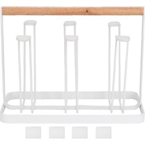 Porte-Tasse En Bois - Support De Séchage Pour 6 Tasses - Rangement Comptoir Cuisine - Stable Avec Base Silicone (1/5)
