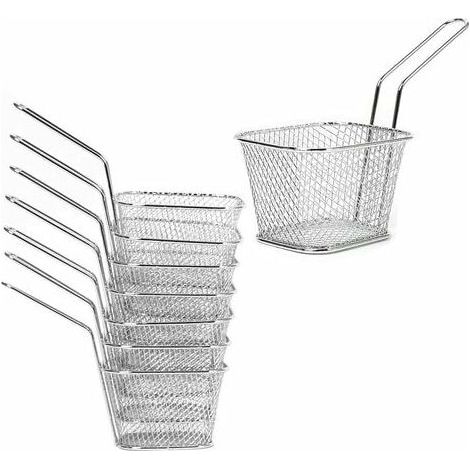 royaluxe - 8pcs Panier à Frites Carré Individuels en Acier Inonxydable, Plats de Service à Frites Outils de Cuisine pour Friture Alimentaire Chips, Crevettes, Anneaux D'oignon
