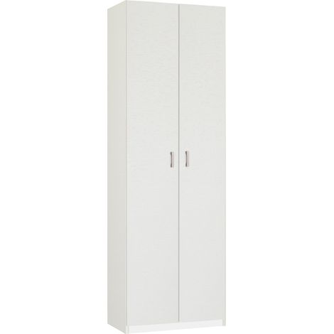 Pegane – Armoire de rangement blanche 180x60x35 cm – 2 portes avec étagères réglables – Panneaux de particules et mélamine haute densité (1/3)