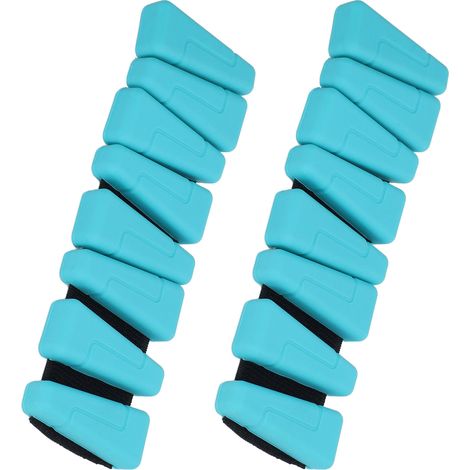 paire de bracelets lestés en résine, ajustables pour poignets et chevilles, pour le fitness et le sport (bleu). (1/5)