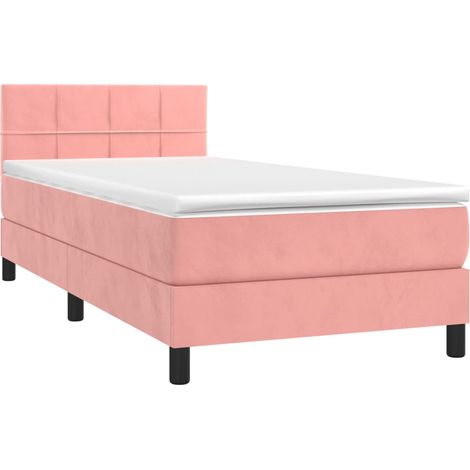 Box Spring Bed with Mattress&LED Pink 80x200cm Velvet vidaXL (1/5)