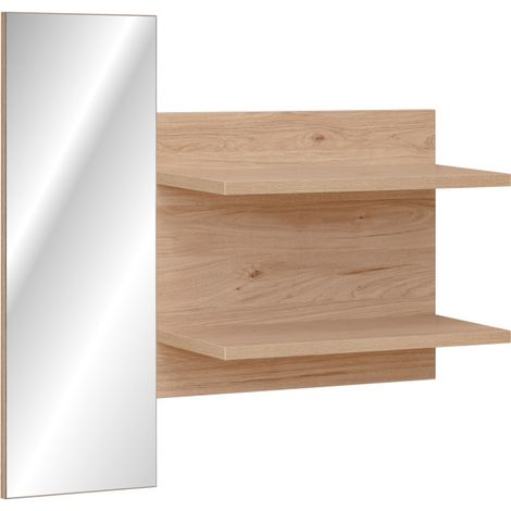 Miroir avec étagère "Pedro" - Beige - L 90 x H 90 x P 28 cm - Livraison gratuite (1/3)