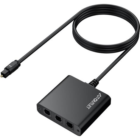Répartiteur optique 1 en 3 sorties en aluminium 1 x 3 SPDIF Toslink avec câble optique de 1 m - Câble audio optique pour TV, DVD, barre de son (1/5)