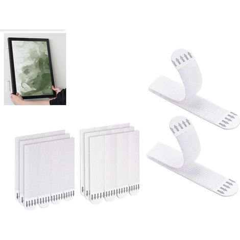 Packung mit 12 Paaren starker Klebestreifen (24 Streifen) zum Beschädigen von Fotos und Rahmen ohne Nägel.