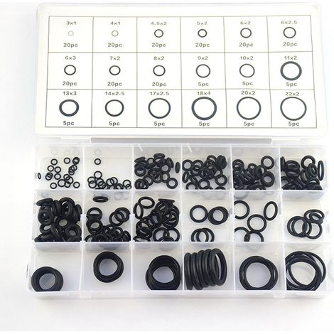 BRAVIX 225 Pcs Joint Torique en Caoutchouc, Joint d'Étanchéité en Nitrile 3-22mm, Bagues d'Étanchéité en Caoutchouc de 18 Tailles, Joint Toriques Assortiment O-Ring pour Entretien de Plomberie Réparat