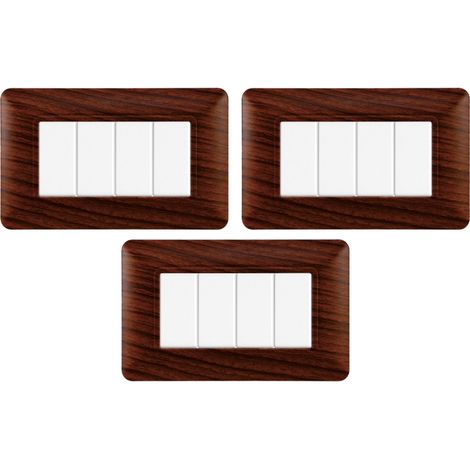 gloca Set Placche Plastica Compatibili Matix (3 Pezzi Radica, 4 Posti) (1/4)