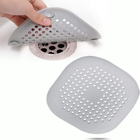 Bathroom for bathroom, kitchen foldable silicone filter, shower drain cover hair catcher, used for bathroom shower, bathtub and kitchen, with suction cups, easy to install and clean (1/5)