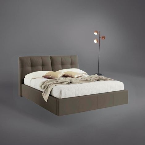 Letto matrimoniale con contenitore Melia ecopelle tortora (1/5)