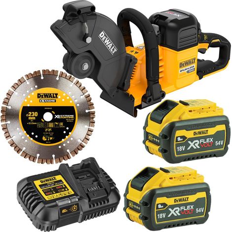 Dewalt – Scie à béton 230 mm sans fil 54V – Moteur sans balais – Profondeur de coupe 82 mm – Système d'alimentation en eau double face (1/2)