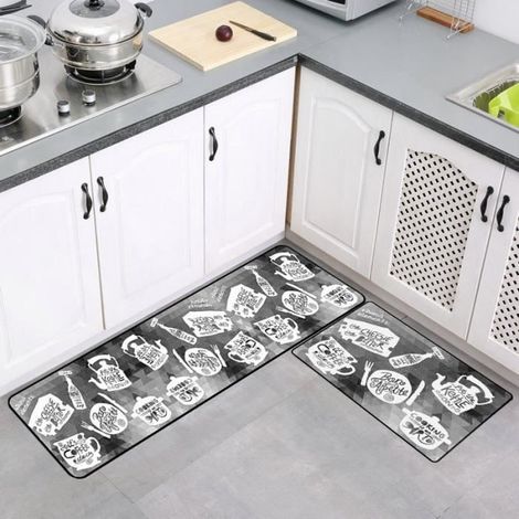 2 Stück - Schmutzfangmatte, waschbare Küchenmatte für die Spüle, rutschfeste Saugmatte für Bad und Schlafzimmer.