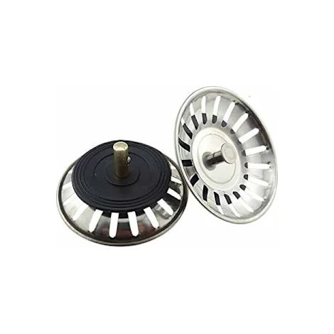 Lot de 2 passoires universelles à panier, passoire d'évier en acier inoxydable de 8 cm, bouchon d'évier double couche (1/5)