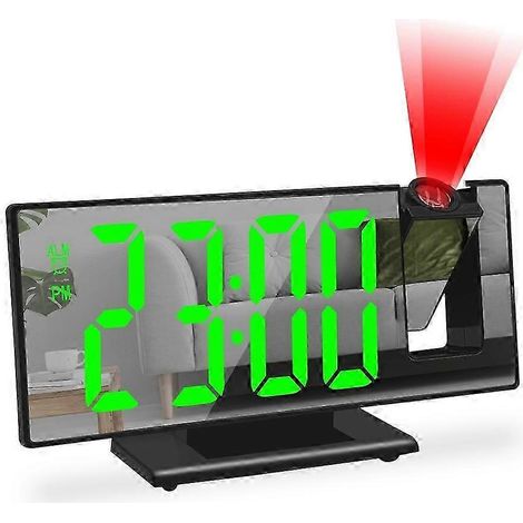 Réveil LED à projection sur bras articulé à 180° avec affichage de l'heure et de la température - Fonction snooze 12/24 heures, projecteur USB, compatible SMTXBG (1/5)