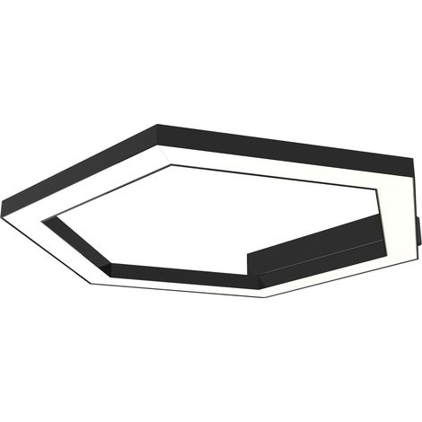 LUMICOM ESAGONO 1X Plafoniera, STRIP LED, 22W/m, 3000K, metallo, nero lucido, Ø40cm (1/2)