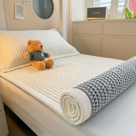 Surmatelas - Rembourrage En Fibre Épaisse - Fond Anti-dérapant - Pour Lit 90x200 Cm - Blanc - 1 Pièce (1/5)