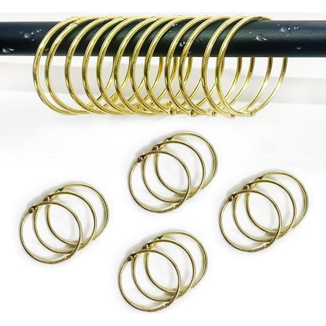 12 Anneau Rideau, 50mm Métal, Design Encliquetable, Acier Inoxydable, Pour Salle De Bain (1/5)