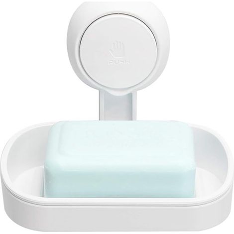 Dispensador de jabón blanco para baño, diseño moderno, resistente al agua y accesorio elegante. (1/5)