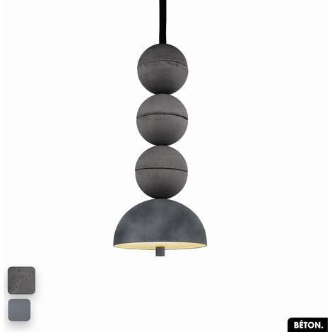 Lampe de suspension en béton velours - BOSFOR CONCRETE VELVET ANTHRACITE - GRIS 3 BALLES LED 14W (1/2)