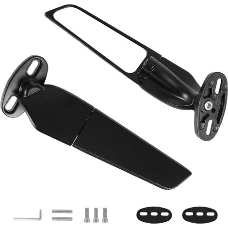 Motorcycle Side Mirrors 2pcs Motorcycle Rearview Mirror 360° Rotating Motorbike Wing Mirror Adjustable Flat Motorbike Mirrors for Nin-ja 300/400/650/ZX6R/ZX10R (1/5)