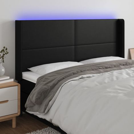 LED Kopfteil Schwarz 183x16x118/128 cm Kunstleder (1/5)